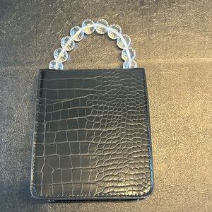 Urban Expression new without tags Black Croc-Embossed Bag w/Beaded Handle